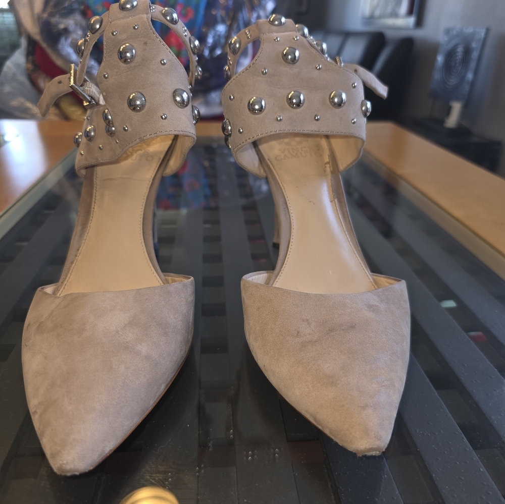 Vince Camuto Studded Beige Women's Shoes 4" Heels